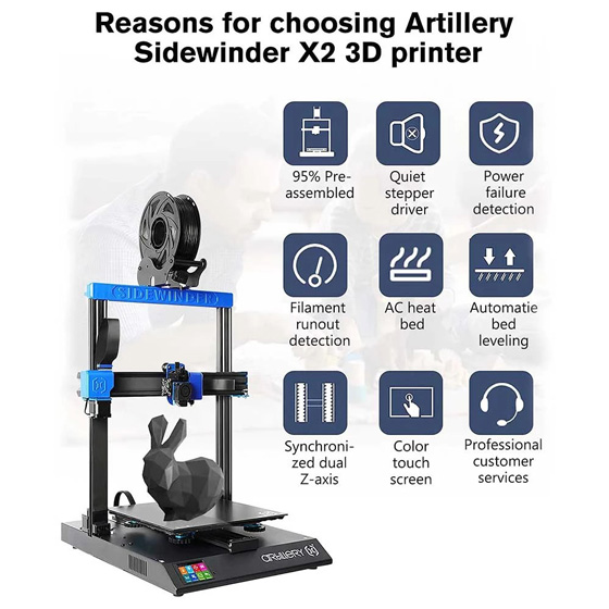 artillery sidewinder x2 3d printer uebersicht dragoncut